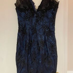 Size 8 mandalay blue with black lace mandalay dress
